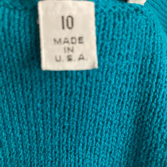 St. John Long Sleeve Knit Sweater Coat Dress Turquoise Size 10 - Picture 6 of 6